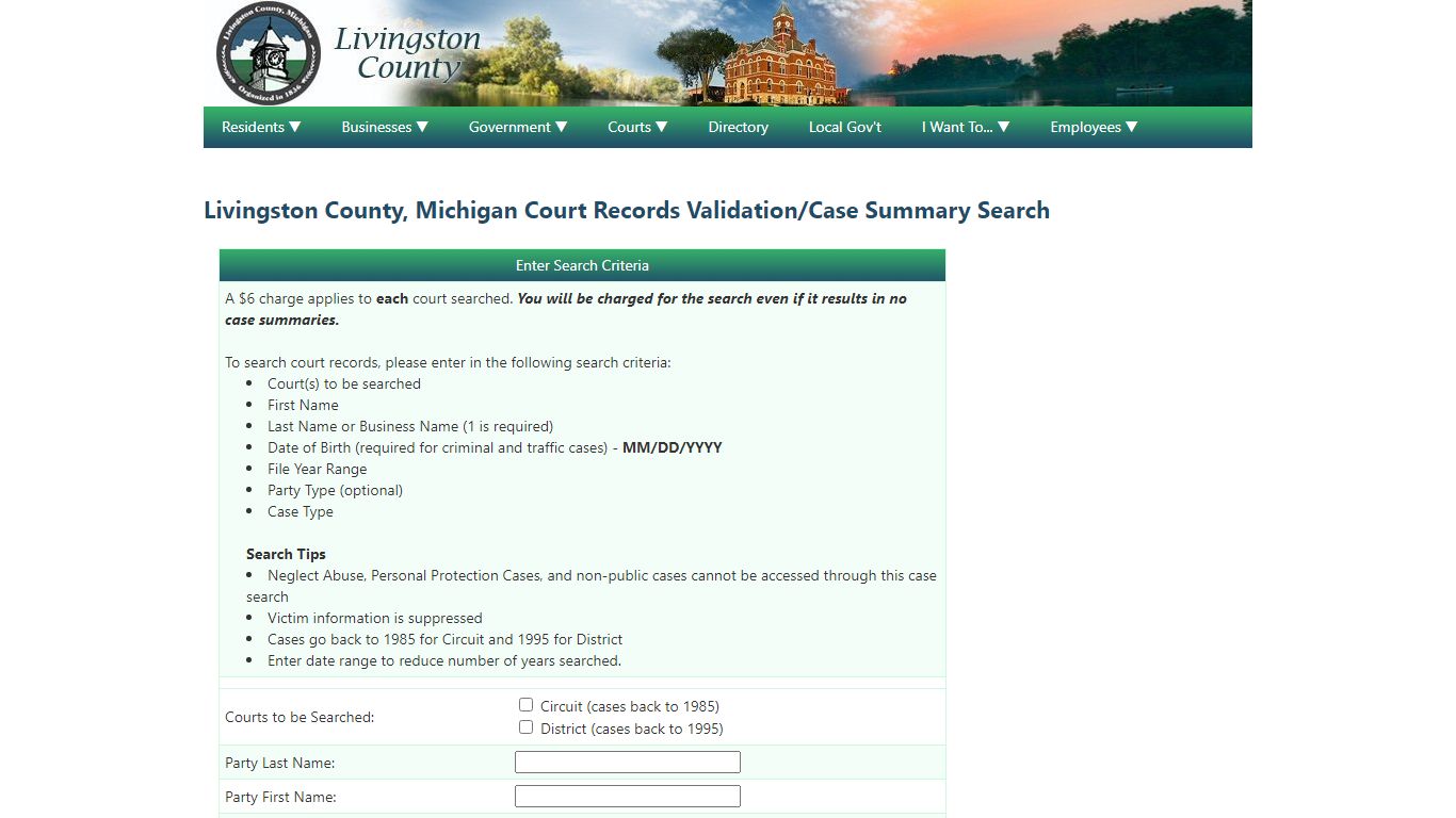 Livingston County, Michigan Court Records Validation/Case ...